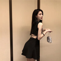 Váy Chữ A Màu Đen Mỏng Eo Váy Dự Tiệc Nhỏ Váy Dạ Hội Ngắn