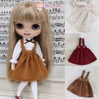 Váy cổ điển công chúa WALLERAB, Phụ kiện DIY dễ thương Váy yếm vải nhung, Váy dài thời trang Mini chất lượng cao cho búp bê azone ob24 cho búp bê blythe