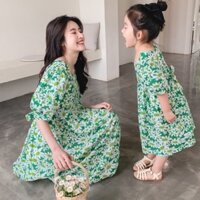 Váy có sẵn - đồ đôi mẹ và bé - xanh hoạ mi