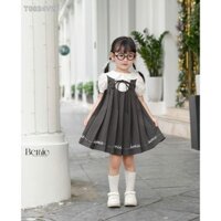 Váy cổ sen Bernie vải thô cotton phối áo sơ mi may liền cho bé gái 8-24kg mặc đi học,chơi 0824V26