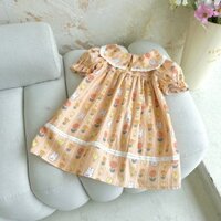 VÁY CỔ SEN PHỐI REN THỎ HOA CAM ĐÀO _ T27