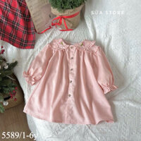 Váy cổ sen thêu hoa hồng pastel