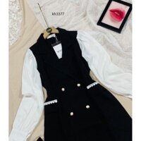 váy cổ vest phối tay trắng (VNXK)