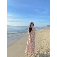 Váy cổ vuông nơ bèo gấu xẻ Tiin Store