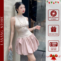 Váy cổ yếm ôm body chân váy phồng - Đầm sang trọng, tôn dáng - Thời trang LANANG V417