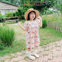 Váy Cộc Tay Bé Gái Helen Kids Váy Thỏ Phối Ren Cho Bé OP2264