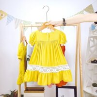 Váy cộc tay bé gái-váy chun bèo đũi lụa