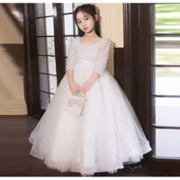 váy công chúa bé gái , đầm cho bé gái 1 tuổi đến 12 tuổi dáng dài đính hột ô vuông lấp lánh ( mã 058 )