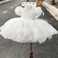 Váy Công Chúa Bé Gái Dự Tiệc 6-20kg Váy Thôi Nôi Bé Gái Thiết Kế Nơ Vai Nhiều Màu- A06