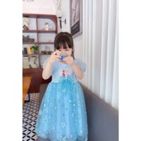 Váy công chúa bé gái Elsa màu xanh, màu hồng Sofia Candy từ 25kg đến 40kg