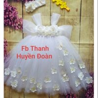 Váy công chúa bé gái trắng trễ vai