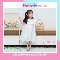 Váy công chúa bèo cánh tiên, (chất thô boil) thêu hoa 3D cao cấp (cho bé gái) từ 8-20kg