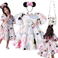 Váy công chúa Disney Mickey cho bé gái Mùa hè Váy thường ngày Sinh nhật Quần áo hoạt hình dễ thương