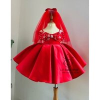 Váy công chúa ely hoa cho bé gái tặng bờm tóc