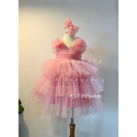 Váy công chúa Kb nơ vai cho bé gái tặng bờm tóc