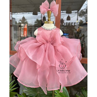 váy công chúa sát nách nơ to cho bé gái tặng bờm tóc