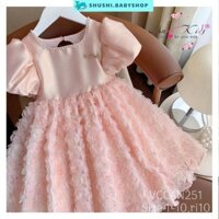 Váy công chúa tapta ánh nhũ phối ren hoa hồng sang chảnh cho bé 1 tới 10 tuổi SHUSHIBABY SHOP