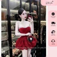 Váy cúo ngực dáng bầu chất nhung kim tuyến đính đá, đầm dự tiệc sang chảnh H51