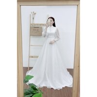 Váy cưới , Đầm cưới, Đầm thiết kế,Váy cưới đi bàn cổ áo dài tay dài CD152  - Váy cưới đẹp cổ điển - Cưới đi bridal