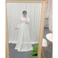 Váy cưới , Đầm cưới, Đầm thiết kế, Váy cưới đi bàn cổ tròn tay dài  CD73- Váy cưới đẹp sang trọng - Cưới đi bridal