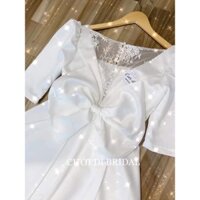 Váy cưới , Đầm cưới, Đầm thiết kế, Váy cưới đi bàn cổ vuông tai lửng phối ren CD72  - Váy cưới đẹp sang trọng - Cưới đi