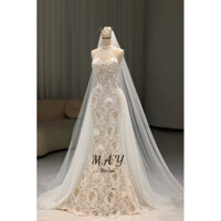 Váy cưới đuôi cá ren da cafe