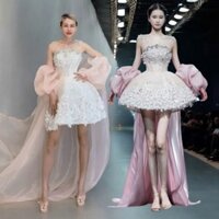 Váy cưới ngắn kèm choàng