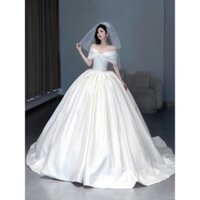 Váy cưới tùng bồng cao cấp, váy đặt may theo số đo kiểu dáng dịu dàng, ảnh thật của shop tự chụp