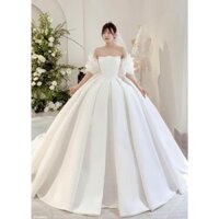 Váy cưới tùng bồng cao cấp, kèm tay rời, váy thiết kế kiểu dáng dịu dàng, ảnh thật của shop - Hàng đặt may