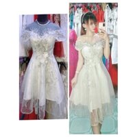 Váy cưới_công chúa cao cấp freesize full Kim Tuyến trắng xám Linh Nga