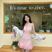 Váy cúp ngực nữ dáng xòe màu hồng babie dễ thương bánh bèo phong cách tiểu thư hàng thiết kế cao cấp BD.brand