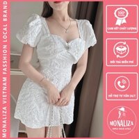 Váy Cúp Ngực Váy Tay Bồng Váy Trắng Dự Tiệc Chất Gấm Xốp [ MÃ V032023 ]