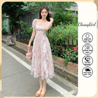 Váy Dài Chữ a Họa Tiết Hoa Màu Hồng Ngọt Ngào Cho Nữ Mùa Hè Đầm Maxi Thời Trang 2 Lớp Đi Biển Đi Chơi Du Lịch