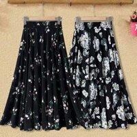 Váy dài hoa eo cao mới cho mẹ trung niên và người lớn tuổi, váy múa mỏng dài 72cm mùa hè cho nhảy vuông