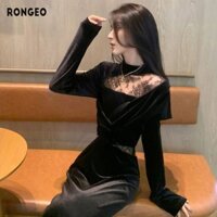 Váy dài ren nữ Váy nhung đen