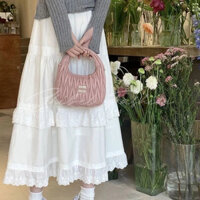 váy dài ren，Váy bánh trắng đa năng，Chân váy chữ A siêu mềm