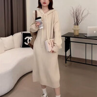 Váy dài Váy tiểu thư Đầm body dáng dài Trang phục mùa thu cuối, đầu đông, đầm len dài, đầm len mới cho phụ nữ mùa thu đông