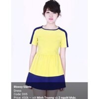 Váy đầm babydoll màu vàng chanh xanh cobalt
