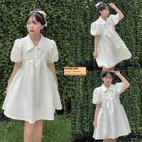 Váy Đầm Babydoll Trắng/Đen Phối Cổ Tay Bồng Ulzzang Kaylee