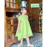 Váy Đầm Bé Gái Cao Cấp 1-3 Tuổi smock thêu hoa Quảng Châu, Sofia Thiết kế màu trắng, hồng, hoa thêu, kẻ kaki