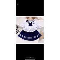 Váy đầm bé gái chất thô mềm dáng thủy thủ cực xinh (12-28kg)