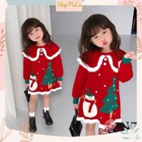 Váy đầm bé gái D977, váy noel giáng sinh cây thông cho bé gái