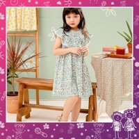 Váy đầm bé gái hè thu 1 lớp xinh mát hoa nhí đắp bèo viền ren hàng thiết kế MamLa