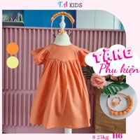 Váy đầm bé gái tay cánh tiên vải linen 2 màu cam và vàng T.A Kids 8-25kg