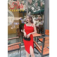 Váy đầm body dự tiệc lệch vai  xẻ đùi trước cực chất, chảnh, tôn body chất umi đã có mút ngực