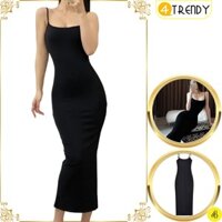 Váy Đầm Body Hai Dây Dáng Dài 4LOVA Xẻ Tà Sau Chất Thun Gân Co Giãn Thoải Mái Sang Chảnh Quyến Rũ