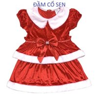 Váy đầm bông cổ sen cho bé gái - Đầm giáng sinh hóa trang Noel