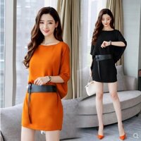 Váy, đầm cánh dơi mùa hè, mùa xuân, rộng, phong cách cá tính, hiện đại hàn quốc kèm dây lưng