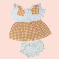 Váy đầm caro cho bé gái dáng xòe ngắn chất liệu cotton mềm co giãn thân thiện với làn da bé