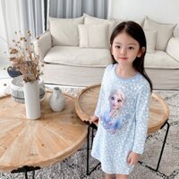 VÁY ĐẦM CHO BÉ GÁI CAYABE CÔNG CHÚA ELSA TAY DÀI VẢI THUN COTTON MÁT MỊN (QUẦN ÁO TRẺ EM)